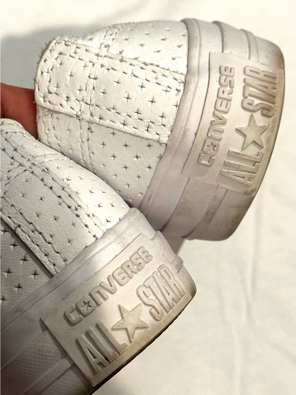 CONVERSE All Star White Low-Top Perforated Leather Sneakers - Picture 6 of 6